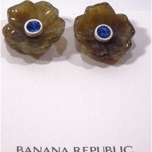 Banana Republic Women's Lucite RESIN FLOWER STUD EARRINGS NWT 48 Tortoise